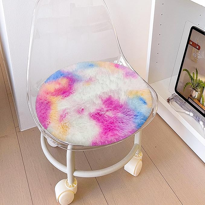 Small Round Rug for Bedroom,2' Pink Rainbow Circle Area Rugs Colorful Carpet Fuzzy for Indoor Floor Carpet for Kids Girls and Boys, Nursery Rooms, Home Decor Aesthetic