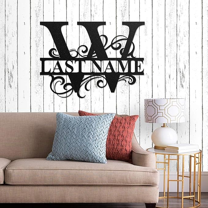 LULLBABYMALL Custom Metal Signs - Last Name Sign, Split Letter Monogram, Letter W, Family Name Wall Art, Outdoor Metal Signs, Personalized Wedding Gift