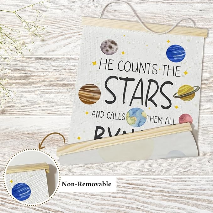 Nopoben Solar System Poster Hanger Frame, Outer Space Canvas Wall Art, Planets Wall Decoration for Kids, Classroom Nursery Kids Room Playroom Preschool Decor(12x16 Inches)-02