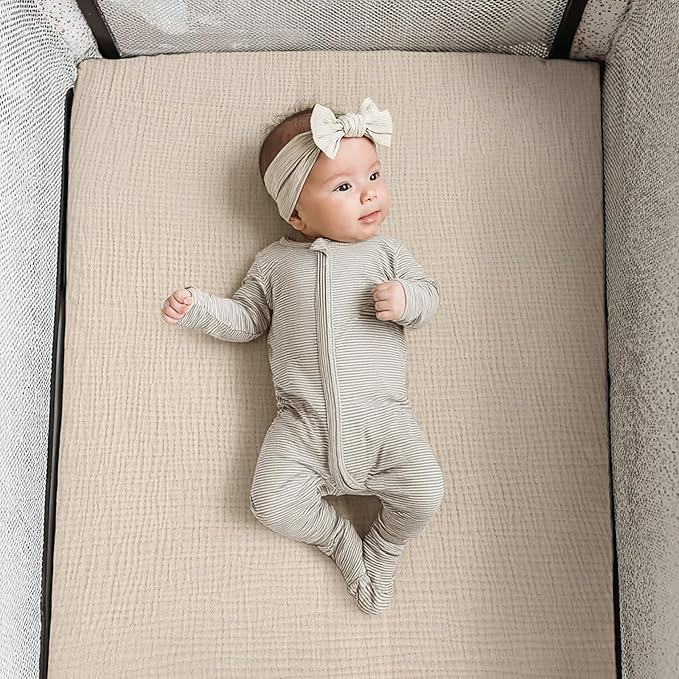lulumoon Pack and Play Sheets Muslin: Cotton Fitted Sheets for 4moms Pack N Play - Soft Playard Sheets for Boys and Girls 2Pack