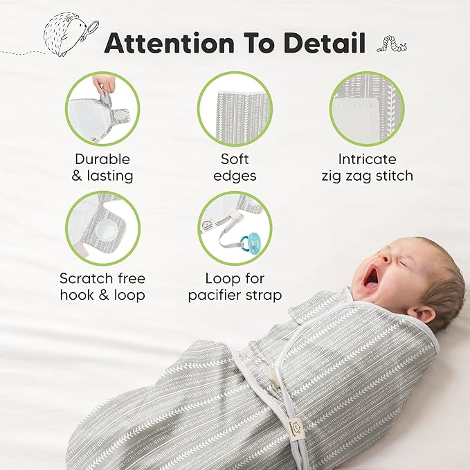 KeaBabies 3-Pack Organic Baby Swaddle Sleep Sacks - Swaddles for Newborns, Infant 0-3 Months, Baby Girls, Boys, Soft & Snug Newborn Sleep Sack, Nursery Swaddling Blankets (Prairie)