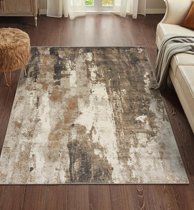 LUXE WEAVERS Lagos Collection Beige 9x12 Abstract Area Rug