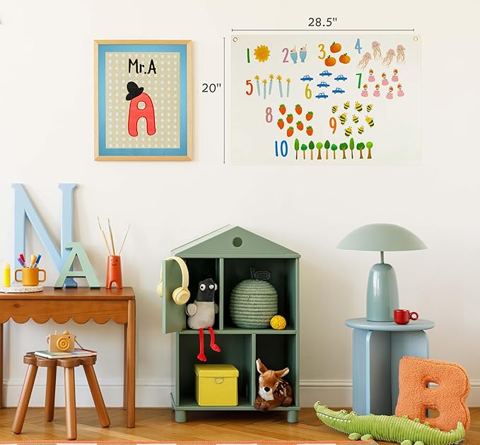 Classroom Wall Decor-Education Rectangular Banner Sign Flag Pennant Wall Decor Gift for Baby Boy Girl Kid,Classroom Homeschool Reading Room Bedroom Decor-123456 Themed-Birthday Christmas Gift