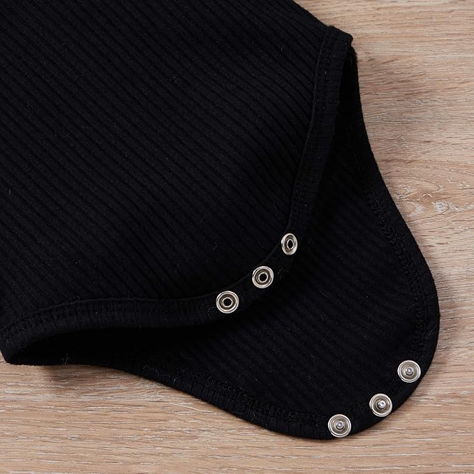 Newborn Baby Boy Girl Clothes Ribbed Knitted Cotton Long Sleeve Romper Long Pants Solid Color Fall Winter Outfits