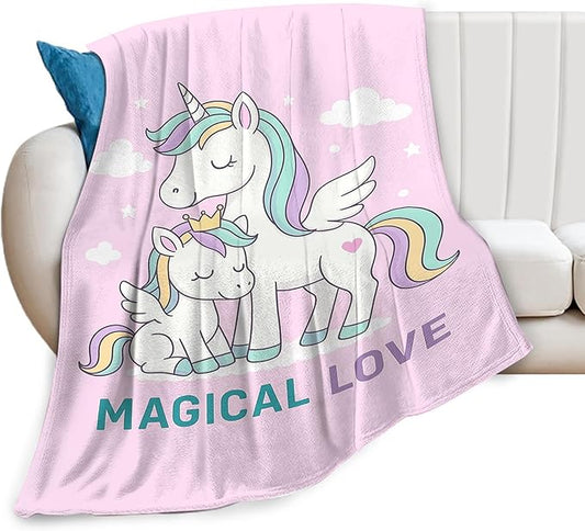Unicorn Blanket Cute Unicorn Throw Blanket Magical Love Soft Cozy Fleece Fuzzy Stuffed Plush Flannel Animal Gifts for Girls Women Boys Kids Adults 60"X80"
