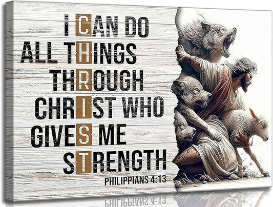 Christian Jesus Canvas Wall Art Inspiring Bible Verse Christ Painting Picture Wall Decor Poster Print Artwork for Living Room Bedroom Church Prayer Room Home Decoration