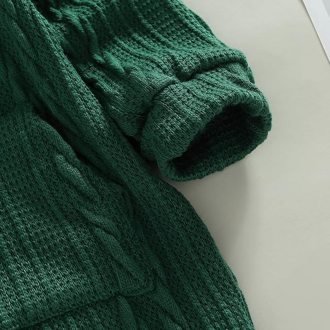 Infant Boys Girls Knit Sweater Romper Baby Toddlers Long Sleeve Hooded Button Up Winter Outfits with Pocket