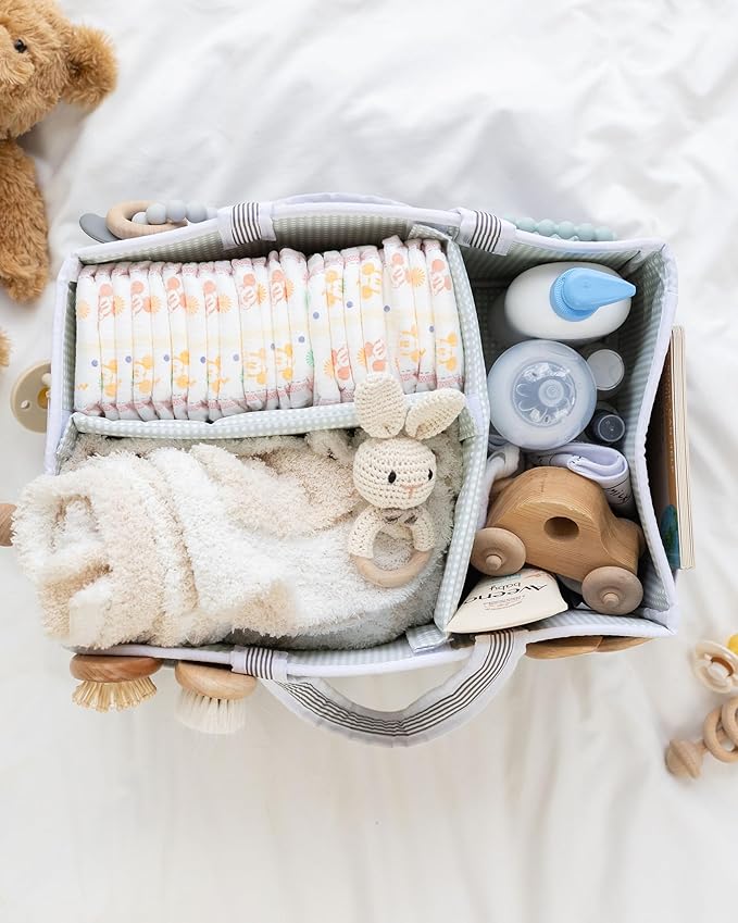 Lily Miles Baby Diaper Caddy Organizer - Large Tote Bag for Newborn essentials Boy or Girl - Baby Shower Basket - Nursery Must Haves - Registry Favorites - Newborn Caddie Car Organizer