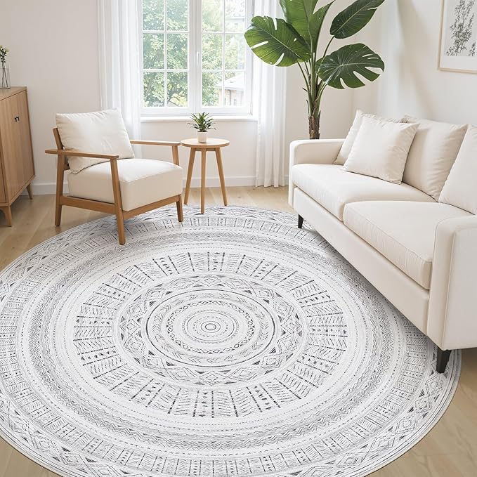 Area Rugs for Living Room Washable Living Room Rug Soft Neutral Indoor Floor Carpet Non-Slip Stain Resistant Modern Boho Rugs for Bedroom Dining Room Kids Room Nursery Office Home Dark Grey