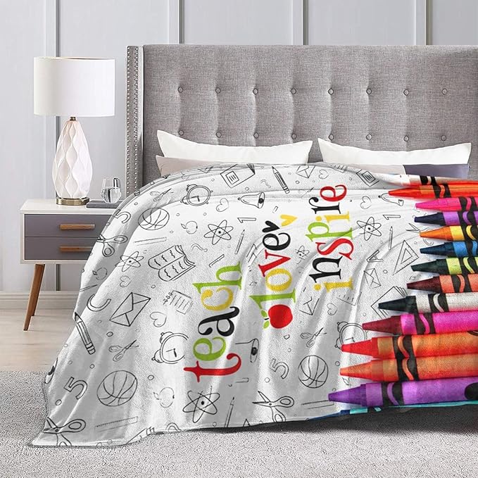 Teacher Blanket Best Teacher Throw Blanket Super Soft Flannel Lightweight Fluffy Plush Cozy Fuzzy Fleece Appreciation Decor Gifts Blanket for Dog Lover Kids Boys Adults Man for Bed Sofa 50"X60"