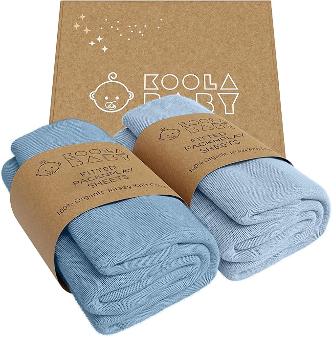 Pack and Play Sheets Fitted - Portable Mini Crib Mattress Sheet for Boys & Girls - Soft Jersey Cotton Playard Sheets - Play Yard Mattress Cover - Fits Most Pack n Play - Safe and Snug for Baby 2 Pack