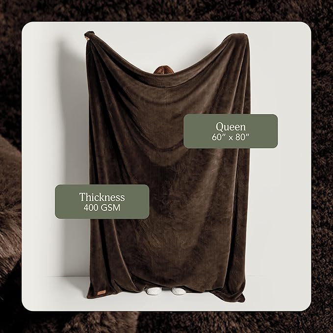 UnHide Lil’ Marsh - Faux Fur Blanket - Durable, Lightweight, Extra Soft Blanket - Machine Washable - Chocolate Hair, Medium (60" x 80")