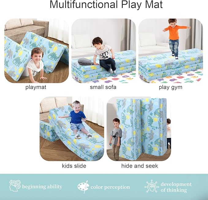 MeMoreCool Kids Floor Futon Mattress, Play Mat Muscle Mat Large 6x4 FT, Thicken Foam Tatami Mattress for Children Play Area, Foldable Sleeping Crawling Pad for Playroom