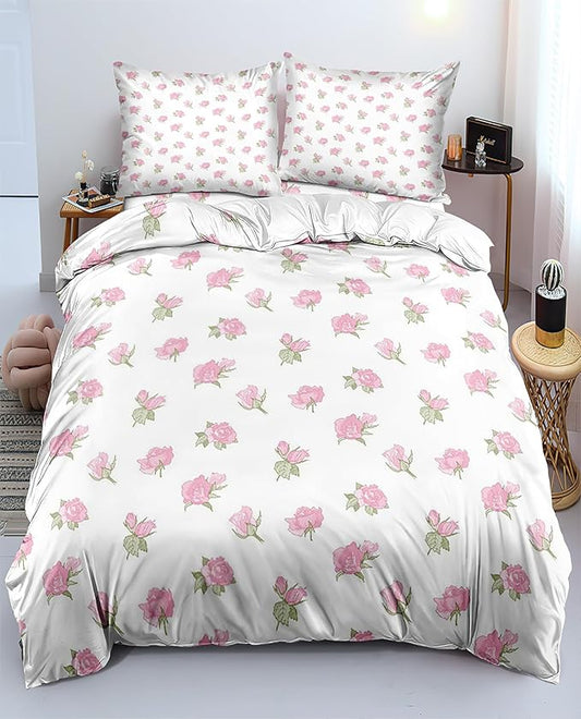 White Garden Duvet Cover Beige Floral Coquette Duvet Cover Twin Set Shabby Chic Aesthetic Bedding Vintage Comforter Quilt Cover Twin
