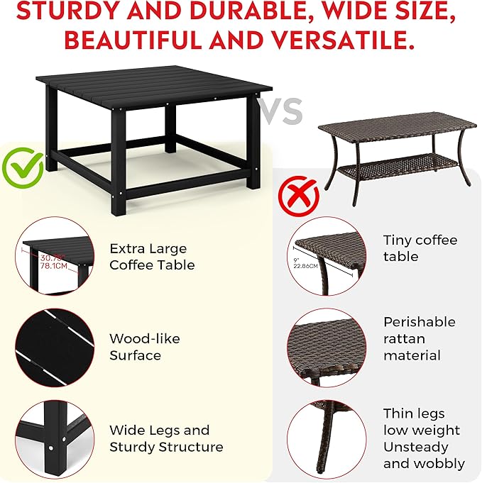 Costaelm Outdoor Kids Table, Toddler Dinner Table Baby Desk Outdoor Childrens Party Tables for Arts & Crafts, Snack Time, Multi-Activity Desk for Ages 2-8 in Classroom/Outside, Black