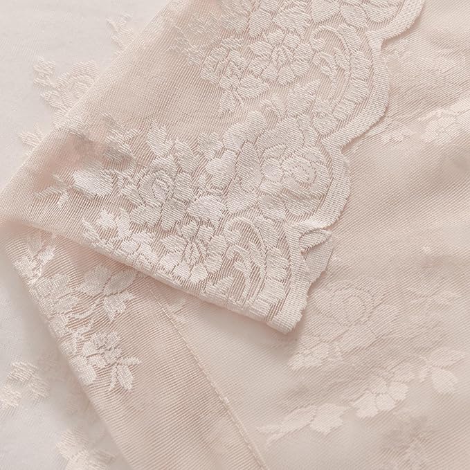 Kotile Blush Pink Sheer Curtains 54 Inch Length, 2 Panels, W42 x L54 Inch Each, Country Rustic Floral Coquette Lace Curtains for Girls Bedroom, Rod Pocket Privacy Light Filtering Lacy Window Curtain