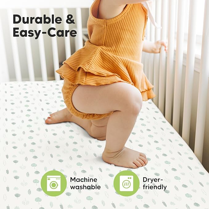 KeaBabies 2-Pack Baby Crib Sheets for Boys, Girls - 52x28 Viscose Derived from Bamboo Toddler Bed Sheets Neutral, Fitted Crib Mattress Cover for Standard Baby Bedding, Soft & Cozy (Tropic Oasis)