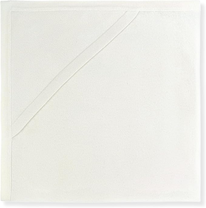 Jet&Bo BABY 100% Cashmere Receiving Blanket with Hood in Cream - Unisex, 30” x 30” - Ultra Soft, Hypoallergenic & Temperature Regulating – Gift Box and Card Included