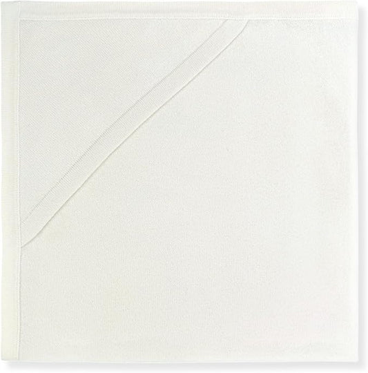 Jet&Bo BABY 100% Cashmere Receiving Blanket with Hood in Cream - Unisex, 30” x 30” - Ultra Soft, Hypoallergenic & Temperature Regulating – Gift Box and Card Included