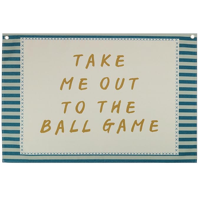 Boho Rectangular Banner Flag Wall Art Decor Gift for Baby Boy Kid,Nursery Boy Room Playroom Reading Room Front Decor-Take Me Out to the Ball Game-Baby Present Shower,Birthday Christmas Gift