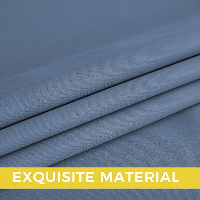 NICETOWN Stone Blue Blackout Curtains 90 inch Long, Thermal Insulated Grommet Privacy Energy Saving Shades for Bedroom, Living Room, Bathroom, Laundry, Patio, Closet, 2 Panels, W52 x L90