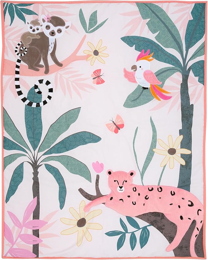 Lambs & Ivy Enchanted Safari Leopard/Lemur Jungle 3-Piece Baby Crib Bedding Set