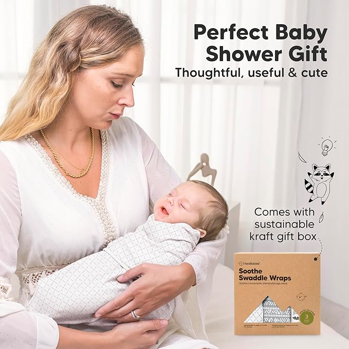 KeaBabies 3-Pack Organic Baby Swaddle Sleep Sacks - Swaddles for Newborns, Infant 3-6 Months, Baby Girls, Boys, Soft & Snug Newborn Sleep Sack, Nursery Swaddling Blankets (Nordic, L)