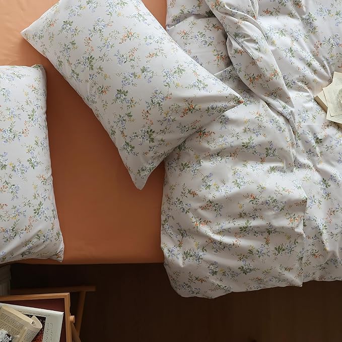 LifeTB Retro Flower Duvet Cover King Vintage Style Botanical Duvet Cover Farmhouse Garden Floral Bedding Set Cottagecore Duvet Cover Set Wildflower Botanical Comforter Cover for Girls Women