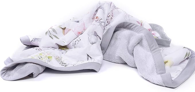 Oilo Baby Blanket, Luxury Soft Plush Chenille Backing & Turkish Cotton Jersey Print, Double Layered, 30" x 40", Rolled Jersey Edge Trim, Machine Washable, Perfect for Infant or Toddlers, Woodland Fawn