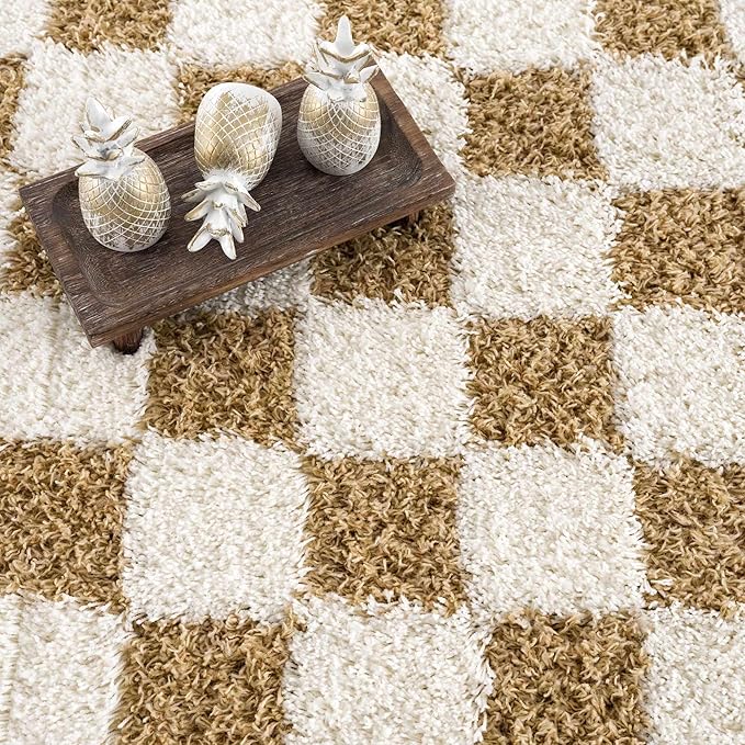 Hauteloom Atira Living Room, Bedroom Area Rug - Contemporary - Plush Pile - Light Mustard, Cream - 18" Sample