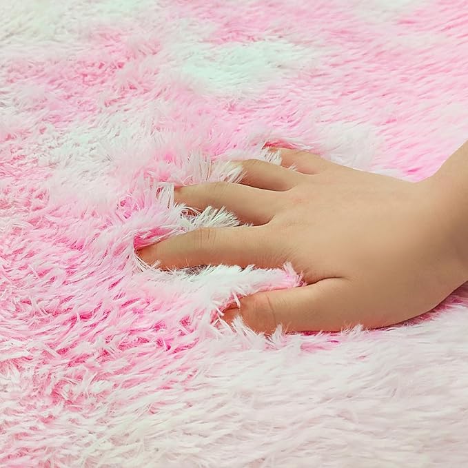 5 ft Pink Fluffy Round Rugs for Girls Bedroom,Plush Circle Area Rugs for Living Room Cute Shaggy Circular Carpet Furry for Dorms Nursery Rooms Kids Unicorn Room Decor Aesthetic Baby Play Mat