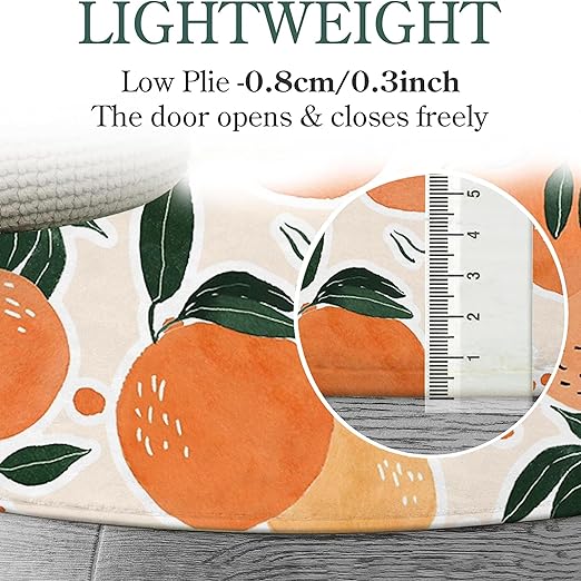 Round Orange Rug Tangerine Fruit Circle Rugs for Bedroom Dorm Living Room Area Rug Floor Mat Pad Doormat Carpet, 3'X3'(90x90cm)