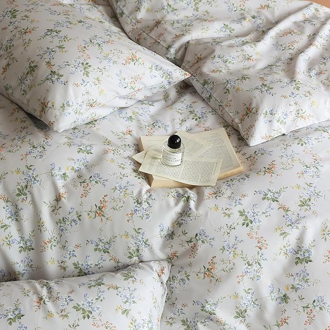 LifeTB Retro Flower Duvet Cover King Vintage Style Botanical Duvet Cover Farmhouse Garden Floral Bedding Set Cottagecore Duvet Cover Set Wildflower Botanical Comforter Cover for Girls Women