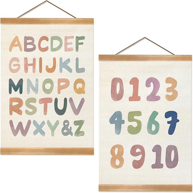 ZTGDA Alphabet Numbers Posters Set of 2, Alphabet Numbers Wall Art Poster, ABC Banner Poster, Number Banner Wall Hanging Decor for Toddler Room Playroom Nursery Wall Classroom Decor (12x16inch 123)
