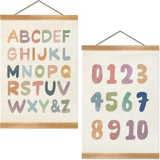 ZTGDA Alphabet Numbers Posters Set of 2, Alphabet Numbers Wall Art Poster, ABC Banner Poster, Number Banner Wall Hanging Decor for Toddler Room Playroom Nursery Wall Classroom Decor (12x16inch 123)