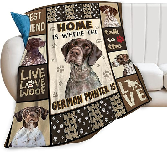 German Shorthaired Pointer Blanket - Cute Dog Throw for Girls, Women, Kids, Adults - Soft Warm Cozy Fleece for Couch, Sofa, Bed - 80"x60"