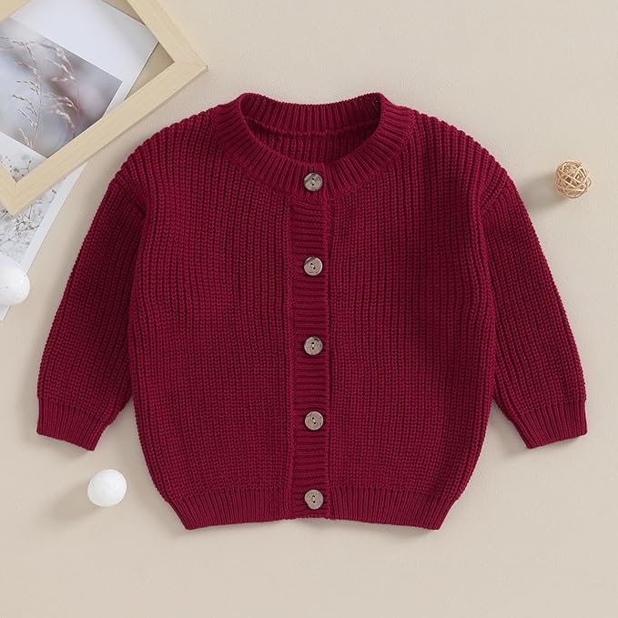 Newborn Baby Boy Girl Knit Sweater Cardigan Winter Warm Button Down Sweatshirt Top Outfit Cute Infant Fall Clothes