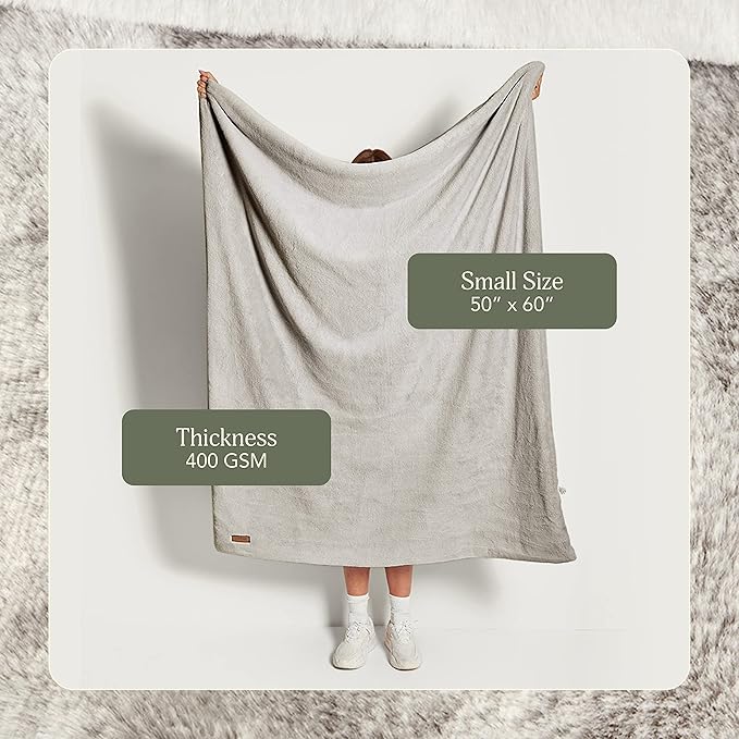 UnHide Lil’ Marsh - Faux Fur Blanket - Durable, Lightweight, Extra Soft Blanket - Machine Washable - Add a Layer of Softness to Any Bed, Couch, or Reading Chair - Greige, Small (50” x 60”)