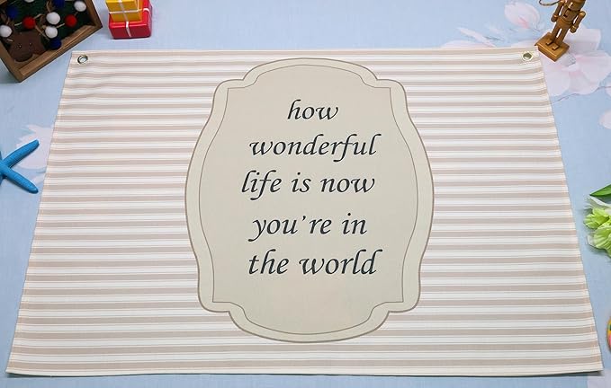 Nursery Baby Present-Rectangular Banner Flag Art Wall Decor Gift for Baby Boy Girl Kid Teen,Homeschool Bedroom Playroom Decor-Baby Shower Birthday Christmas Gift-How Wonderful Life is Now You're in the World