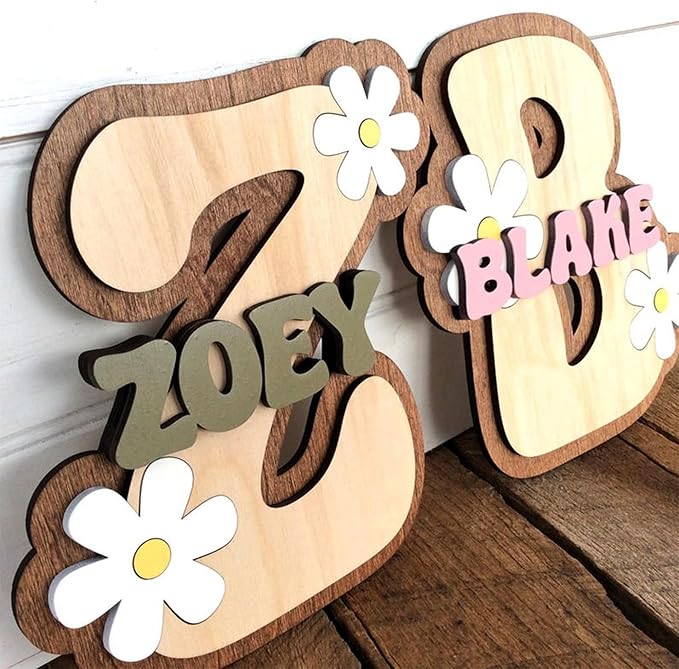 Chillever - Personalized Name Sign For Nursery, Custom Wooden Name Sign, Baby Letter Decor, Exquisite Nursery Decor and Wall Art for Girl or Boy Room, Baby Letter Room Decorations