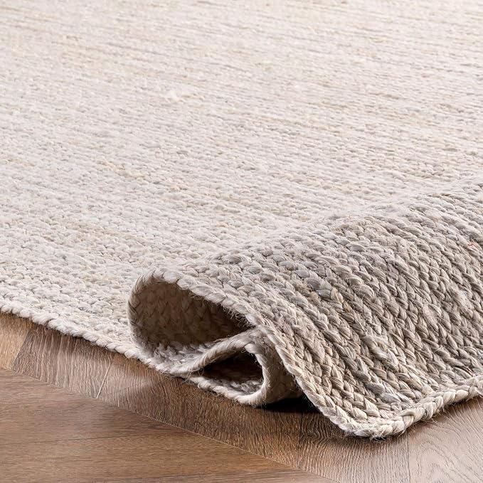 nuLOOM 3x5 Rigo Jute Hand Woven Area Rug, Off White, Solid Farmhouse Design, Natural Fiber, For Bedroom, Living Room, Dining Room, Hallway, Office, Kitchen, Entryway
