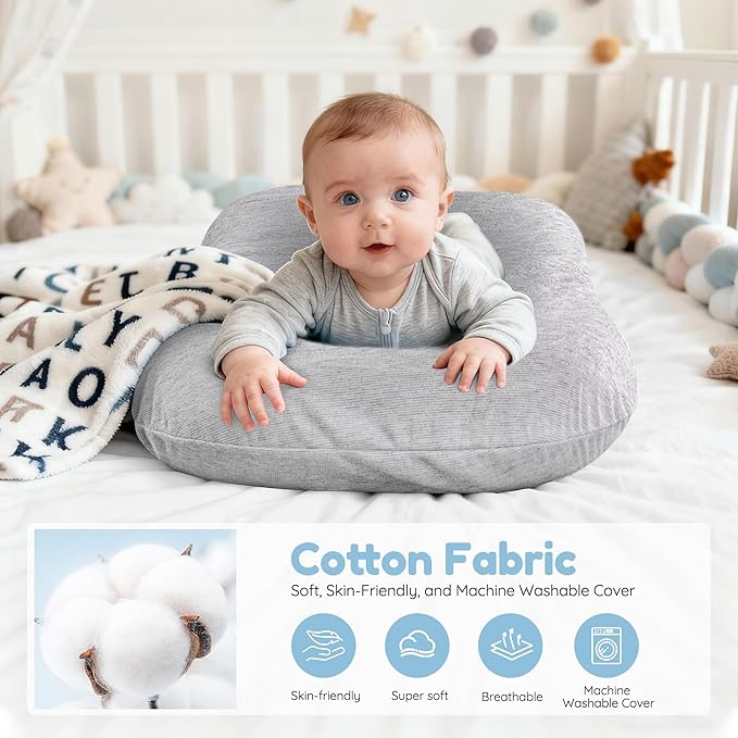 Baby Lounger & Snuggle Nest for Newborn 0-24 Months, Baby Nest Supervised Breathable Cotton for Newborn, Newborn Essentials Gifts, Breathable Portable Lounnger for Travel and Home(Cashmere Gray）