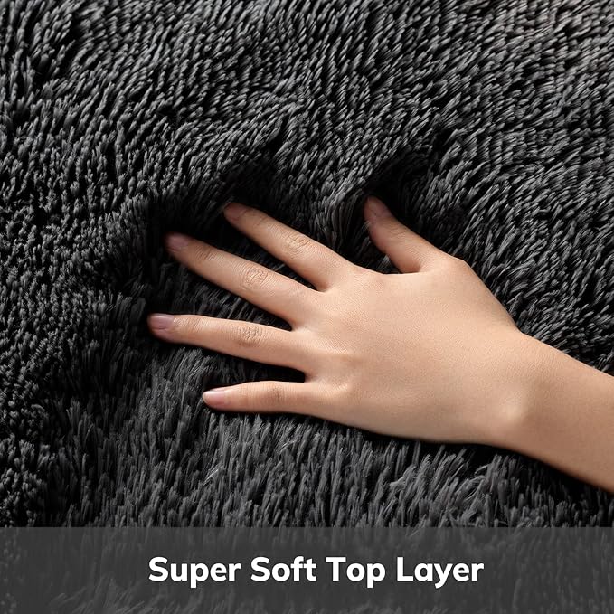 Ophanie 6x9 Charcoal Rugs for Living Room, LargeFluffy Shag Fuzzy Plush Soft Living Room Area Rugs, Floor Shaggy Carpets for Bedroom, Carpet for Kids Boys Girls Dorm Nursery Home Decor Aesthetic