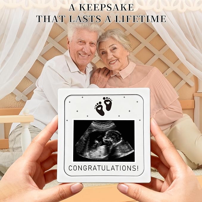 Pregnancy Announcement Ultrasound Picture Frame, Pairs Well with Becoming Grandparent Congratulations Wooden Surprise Box, Baby Announcement Ideas - Pregnancy Reveal Gifts to Grandparents