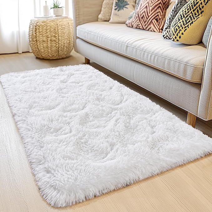 8x10 Carpet Fluffy Rug for Living Room - Large Nursery Thicked Fuzzy Plush Rug for Bedroom 8x10 Area Rugs White