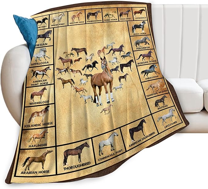 Horse Blanket Throws Horse Gifts Horses Throw Blanket for Girls Boys Kids Adults Soft Warm Cozy Fleece Blanket for Couch Sofa Bed 60"x50"