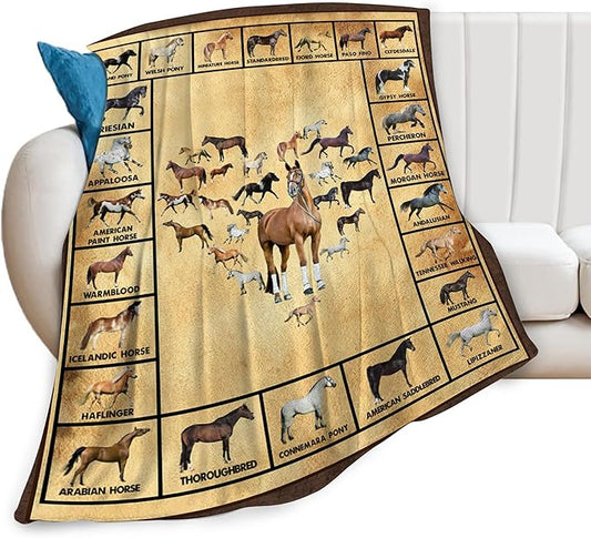 Horse Blanket Throws Horse Gifts Horses Throw Blanket for Girls Boys Kids Adults Soft Warm Cozy Fleece Blanket for Couch Sofa Bed 50"x40"