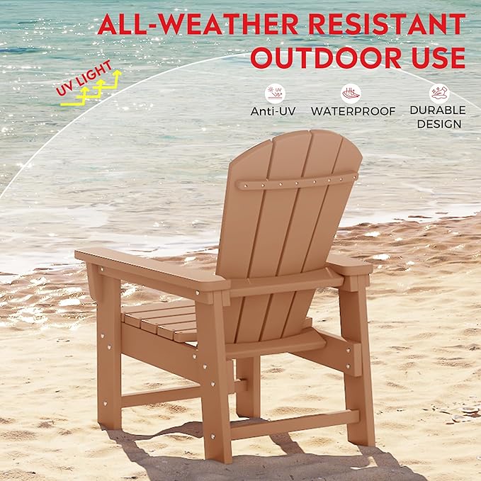 Costaelm Paradise Kids 5-Piece HDPE Outdoor Square Patio Dining Table and Chairs Set, Teak