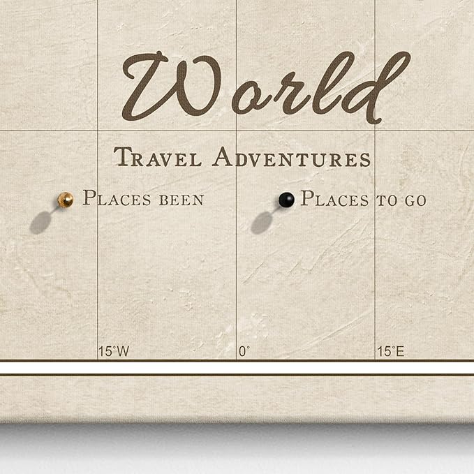 Canvas World Map with Cork Pin Board - English Lettering - Decorative Wall Decoration for All Rooms - Canvas Pictures with World Map Motif (90x60 cm, Pattern 2)
