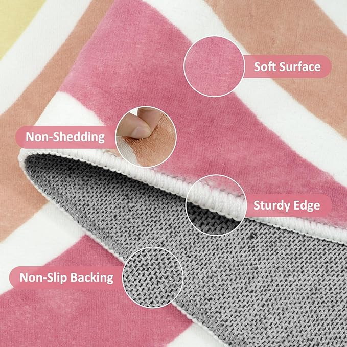 STARUIA Washable Rainbow Rug for Girls Bedroom, Colorful Rug 4x6 Area Rugs for Nursery Kid Room, Non-Slip Soft Polka Dot Carpet Kids Rugs for Classroom Playroom Tent Castle